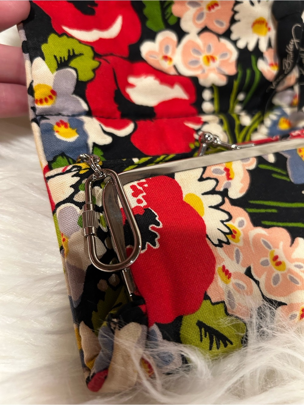 Vera Bradley Floral Quilted Cotton Wallet - Black Multi - Picture 4 of 6